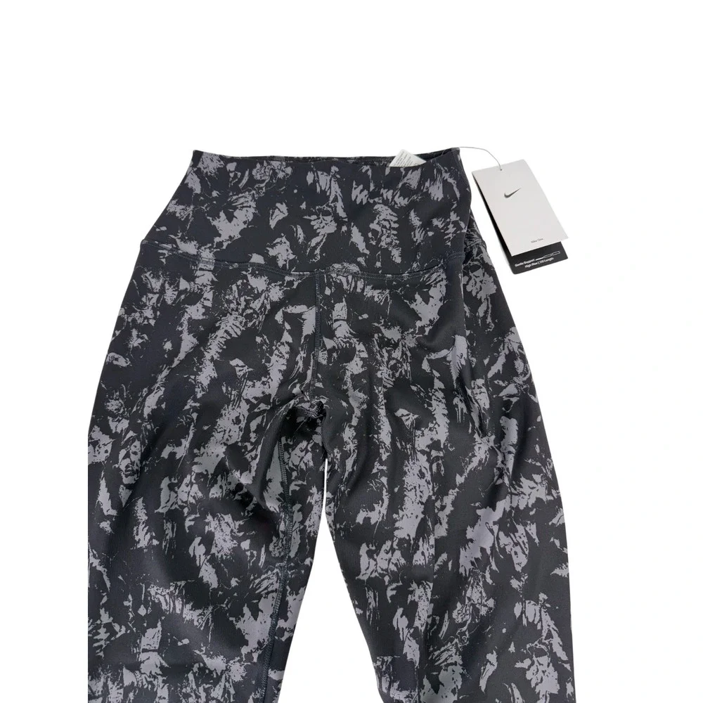 Nike One Women's High Rise 7/8 Printed Leggings Black Gray Sz XS FZ3229-010 NWOT